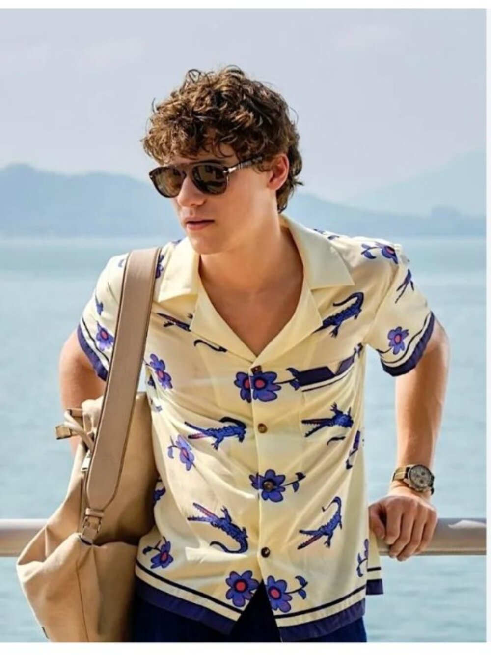 Tombolo Reptile Dysfunction Tencil Cabana Shirt (White Lotus) Mens Size XL